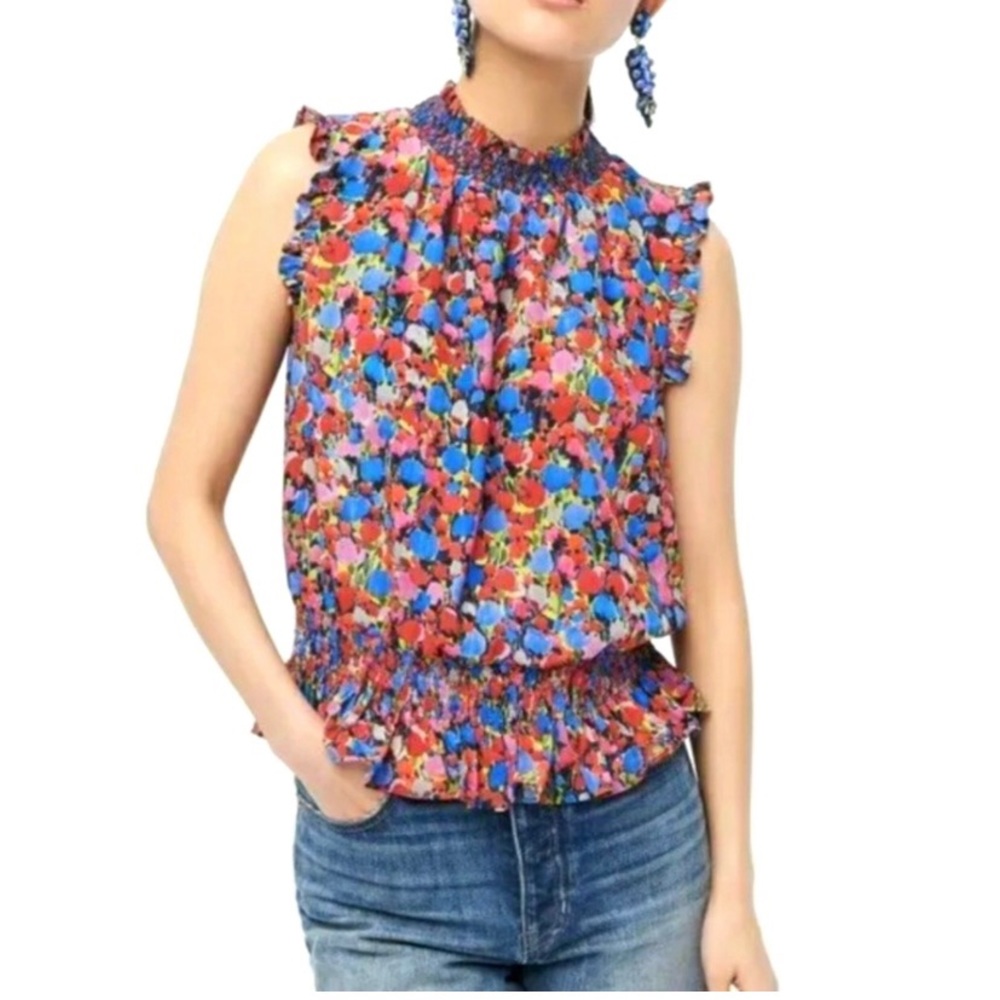 NWT J Crew Sleeveless Smocked Top 2